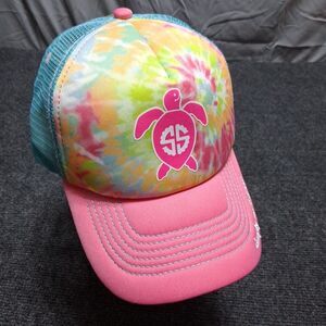 Simply Southern Pink Tie Dye Sea Turtle Trucker Hat Mesh Backed Adj. Strap - NEW